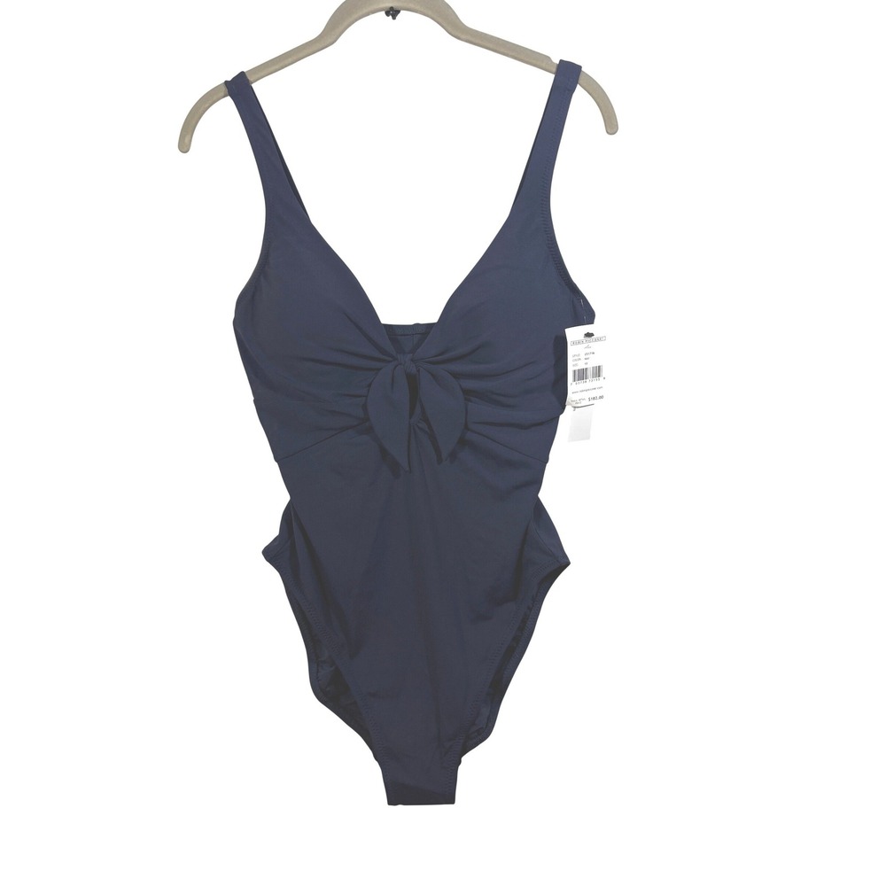 Robin Piccone Ava Knotted One Piece Swimsuit Navy Blue 251716 Size 10 M - Picture 2 of 7